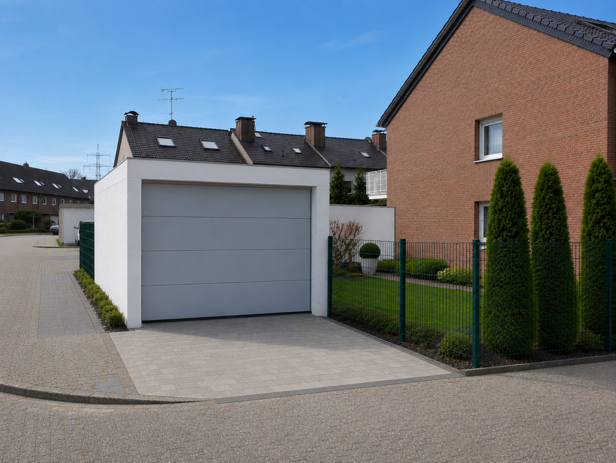 Modern eengezinswoning met garage en verzorgde voortuin. Heeg en gazon.