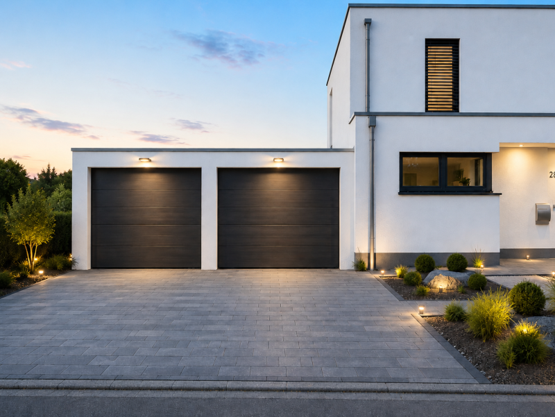 Doppelgarage Familie – Dubbele garage · 5,92 × 6 × 2,55 m · Sektionaltor RAL 7016
